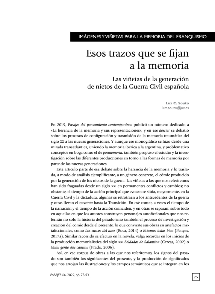 Portada ampliada de Esos trazos que se fijan a la memoria