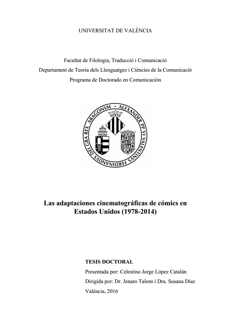 Portada ampliada de Las adaptaciones cinematográficas de cómics en Estados Unidos (1978-2014)