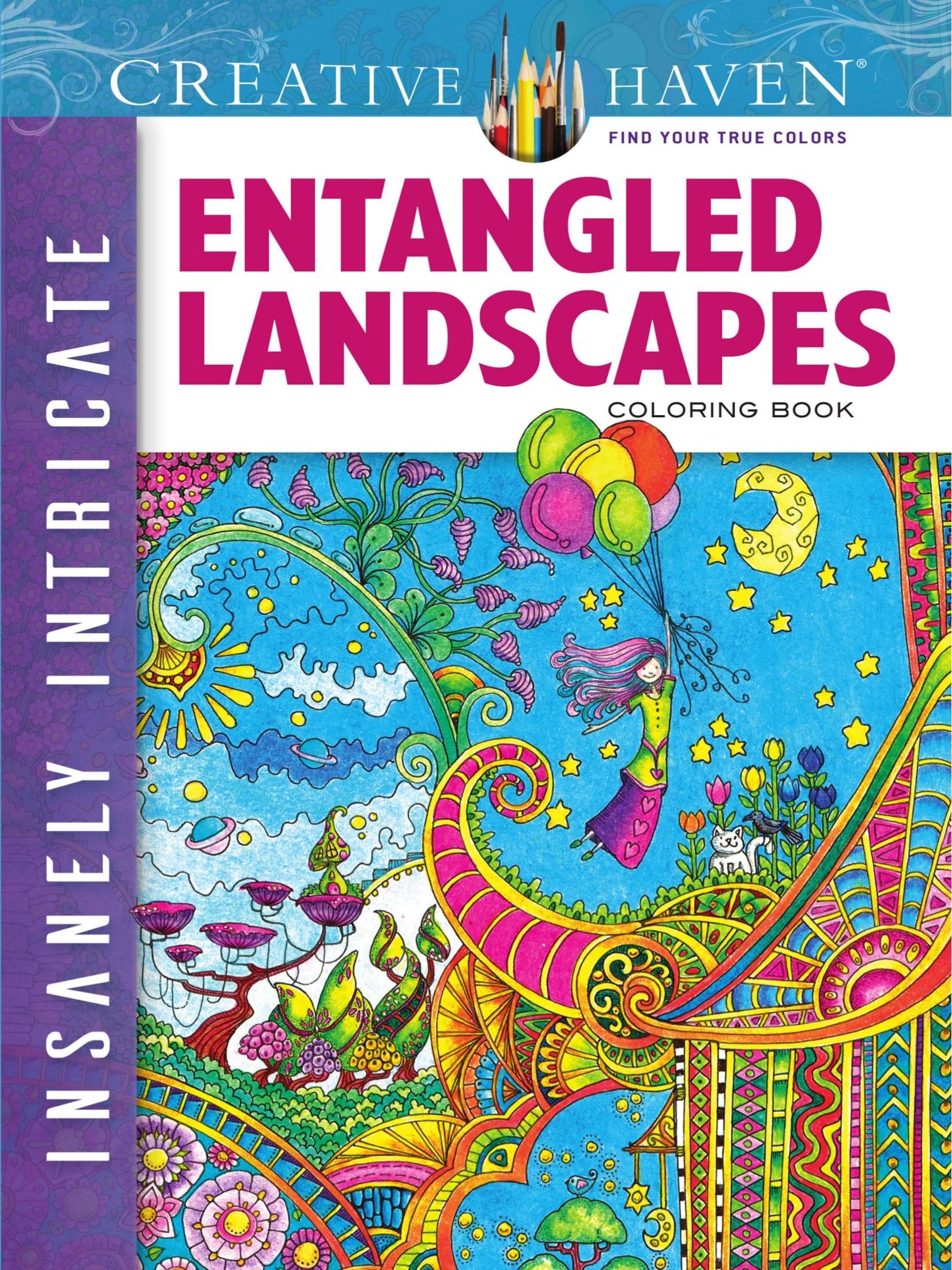 Portada ampliada de ENTANGLED LANDSCAPES COLORING BOOK