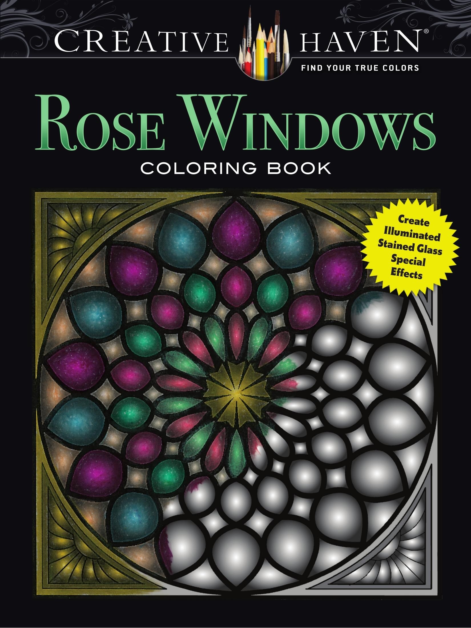 Portada ampliada de Rose Windows Coloring Book