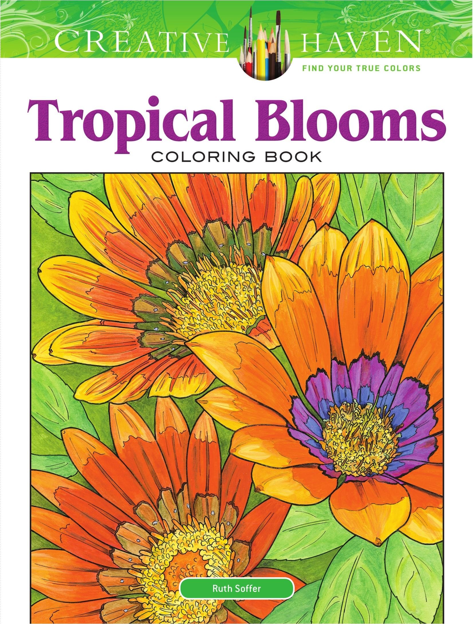 Portada ampliada de Tropical Blooms COLORING BOOK