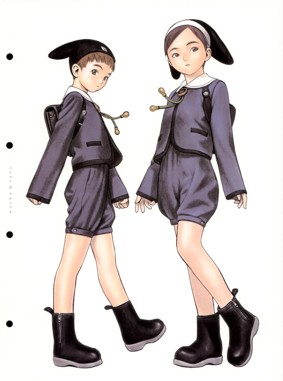 Portada ampliada de The Neon Genesis Evangelion Newtype 100% Collection (ISBN 4-04-852700-2) is a 178 page artbook in A4 format featuring stills and illustrations from the series, cast interviews/diary notes, the Neon Genesis Evangelion Proposal, and a catalog of all the episodes, many of which have been featured in the Newtype magazine, There are 100 pages are in full color (including the front and back covers) while 80 pages are black and white preproduction sketches. It originally sold in Japan for about ¥1500.