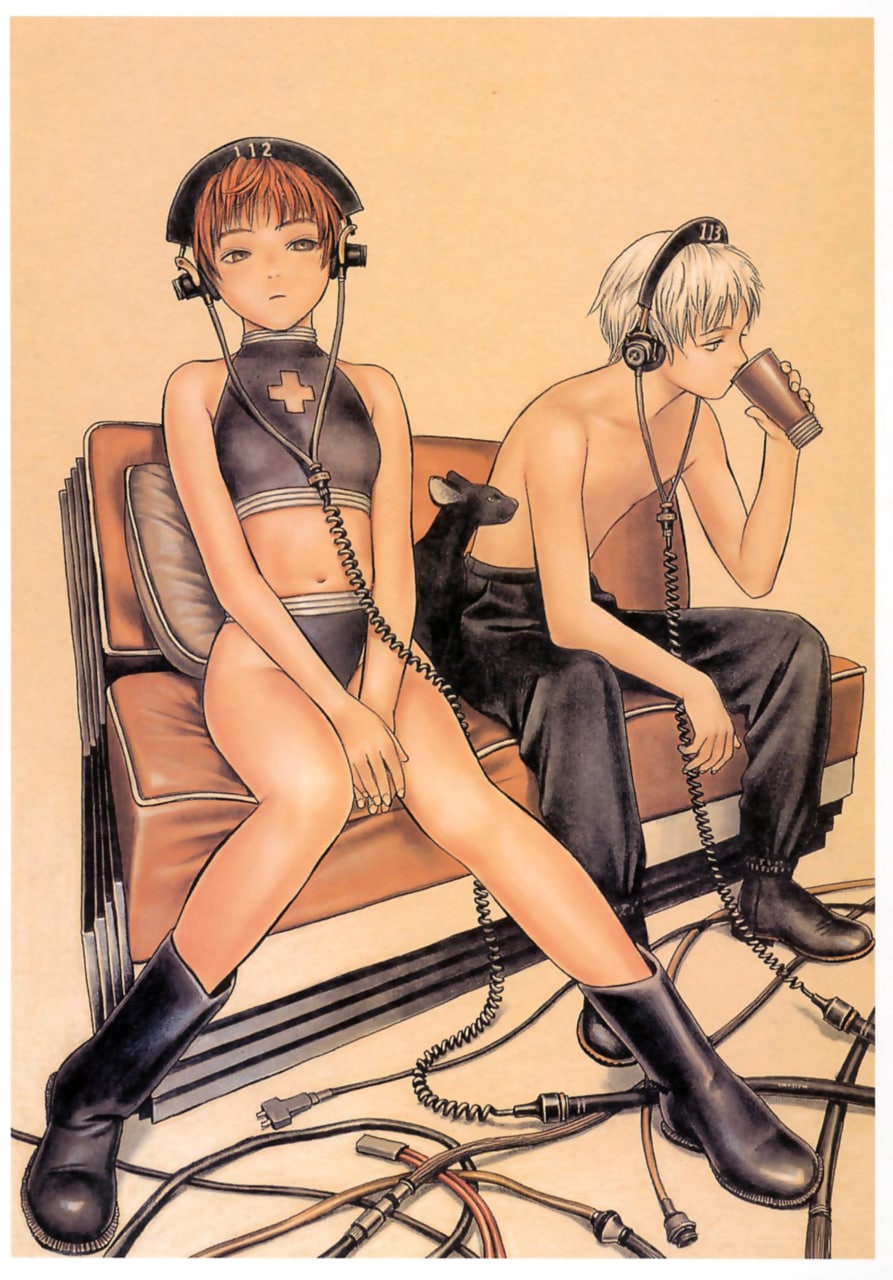 Portada ampliada de The Neon Genesis Evangelion Newtype 100% Collection (ISBN 4-04-852700-2) is a 178 page artbook in A4 format featuring stills and illustrations from the series, cast interviews/diary notes, the Neon Genesis Evangelion Proposal, and a catalog of all the episodes, many of which have been featured in the Newtype magazine, There are 100 pages are in full color (including the front and back covers) while 80 pages are black and white preproduction sketches. It originally sold in Japan for about ¥1500.