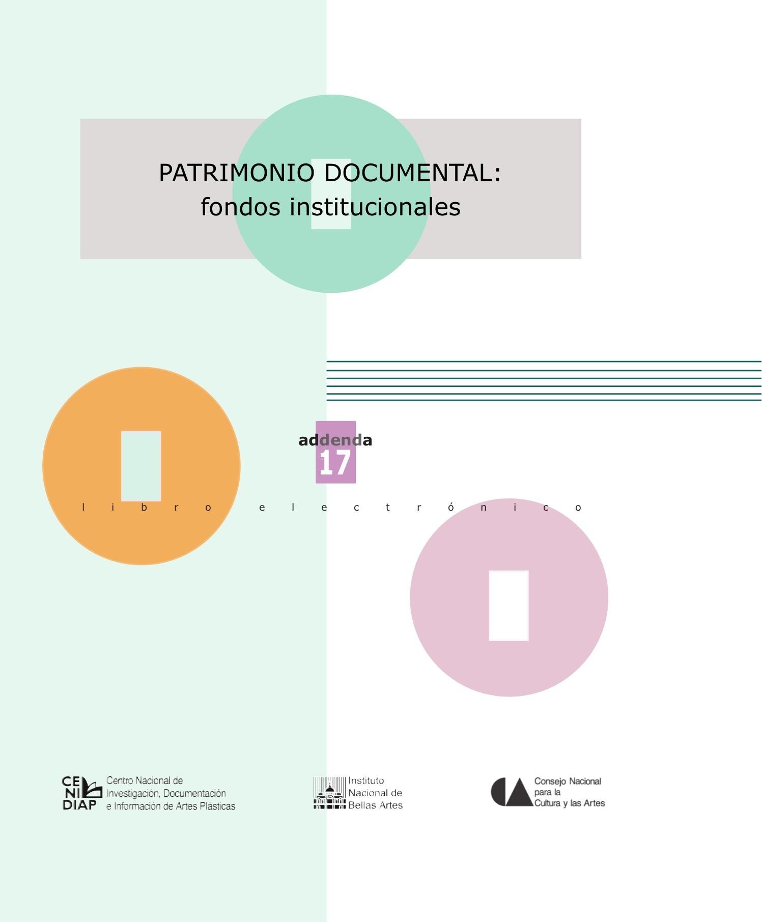 Portada ampliada de PATRIMONIO DOCUMENTAL: fondos institucionales