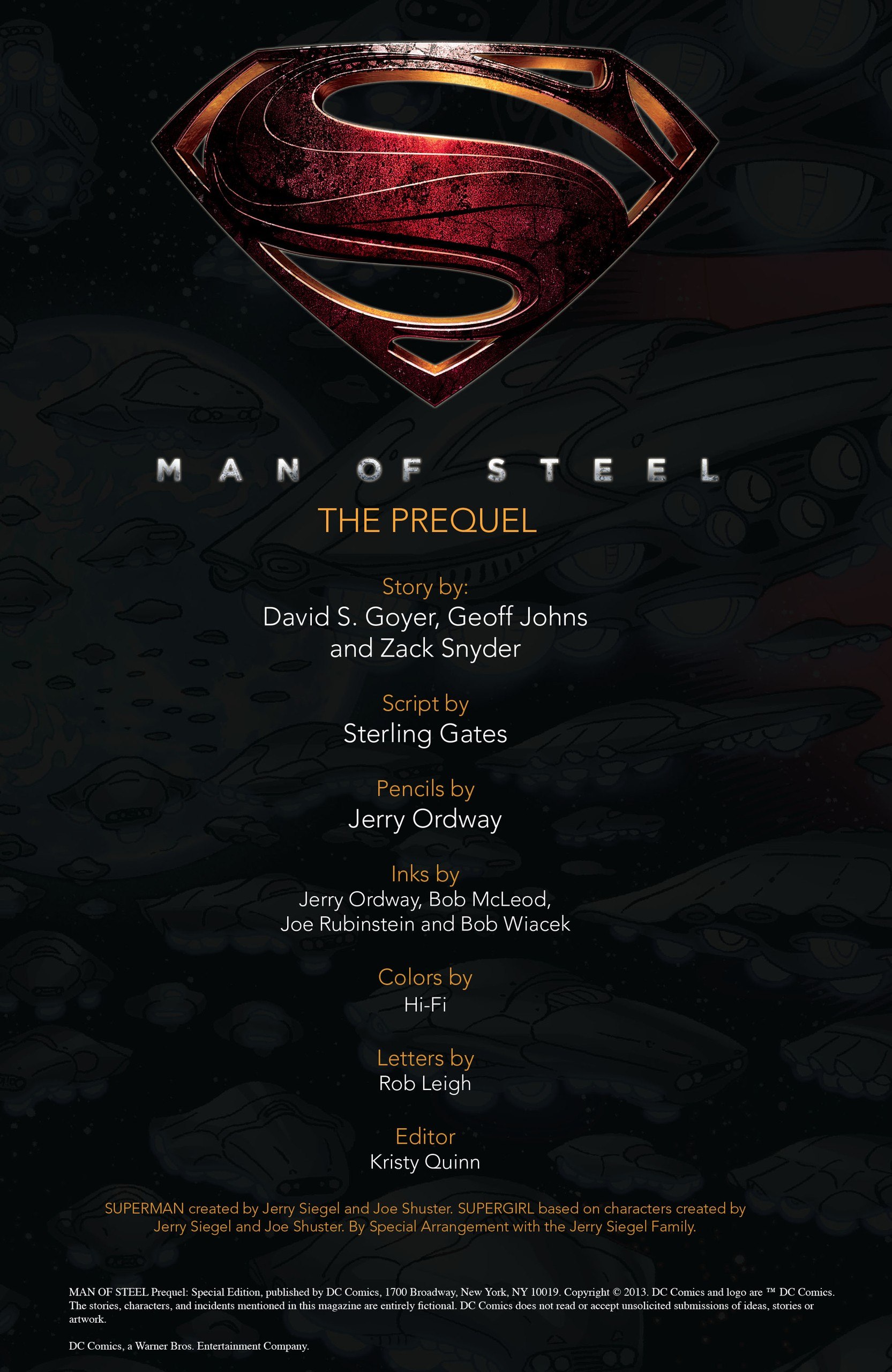 Portada ampliada de MAN OF STEEL THE PREQUEL