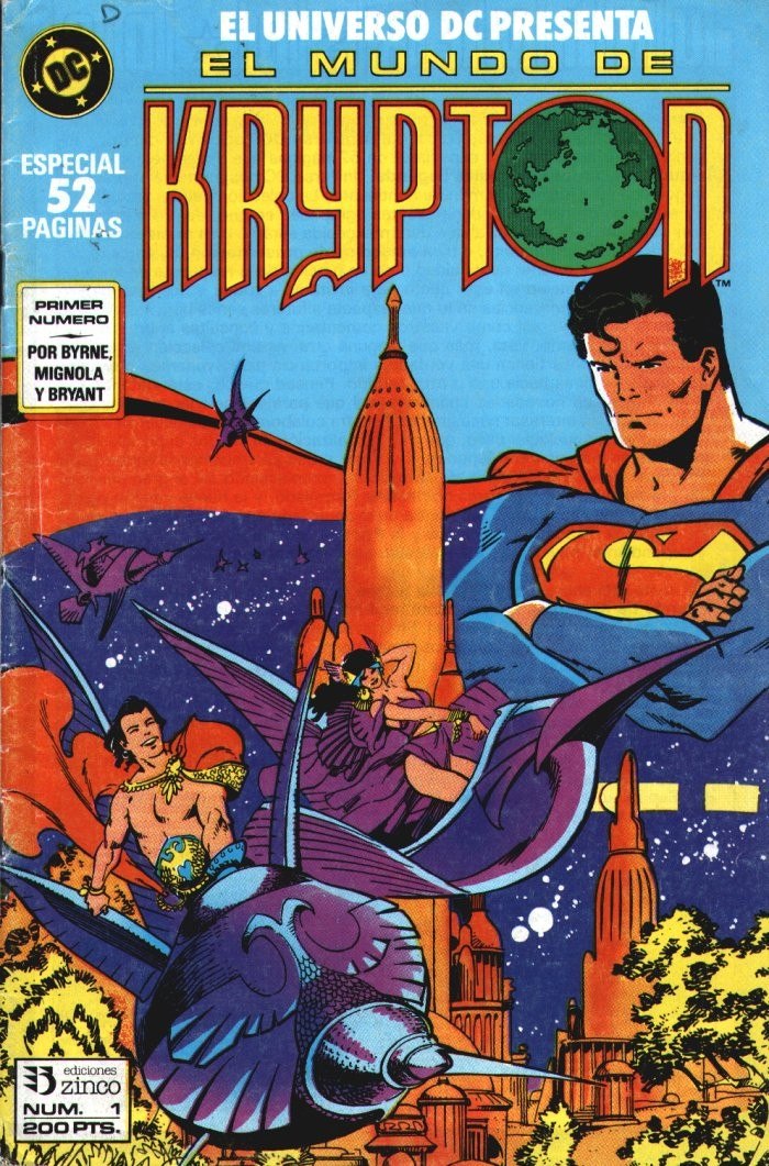 Portada ampliada de EL UNIVERSO DC PRESENTA EL MUNDO DE KRYPTON