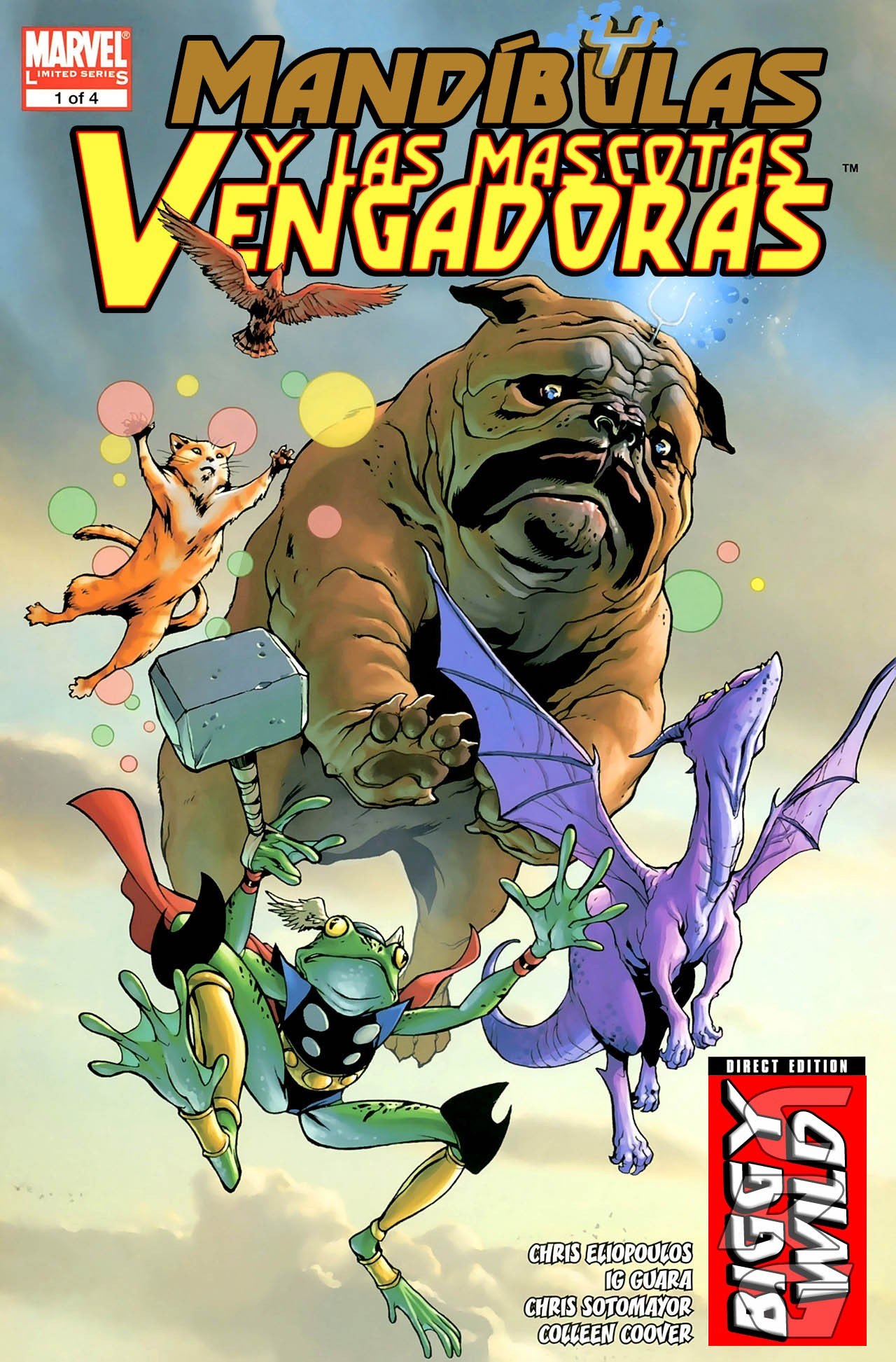 Portada ampliada de Mandíbulas y Las Mascotas Vengadoras (Ed.Marvel)(2009)