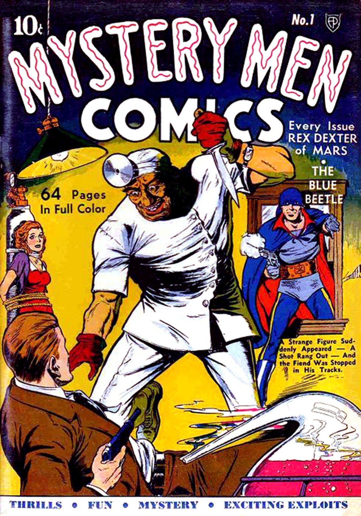 Portada ampliada de Mystery Men Comics 01 (solo Blue Beetle) por Hentai103 y KurtCobain27