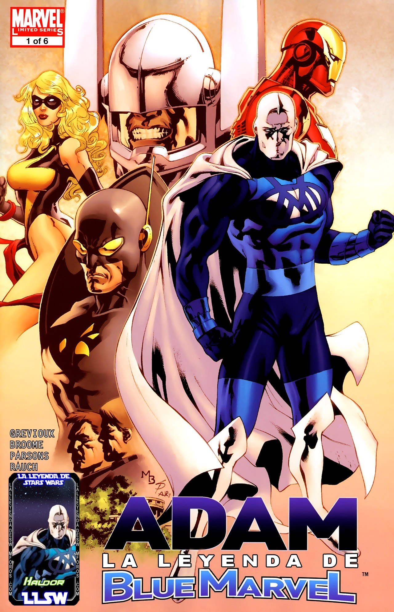 Portada ampliada de ADAM LA LÉYENDA DE BLUE MARVEL