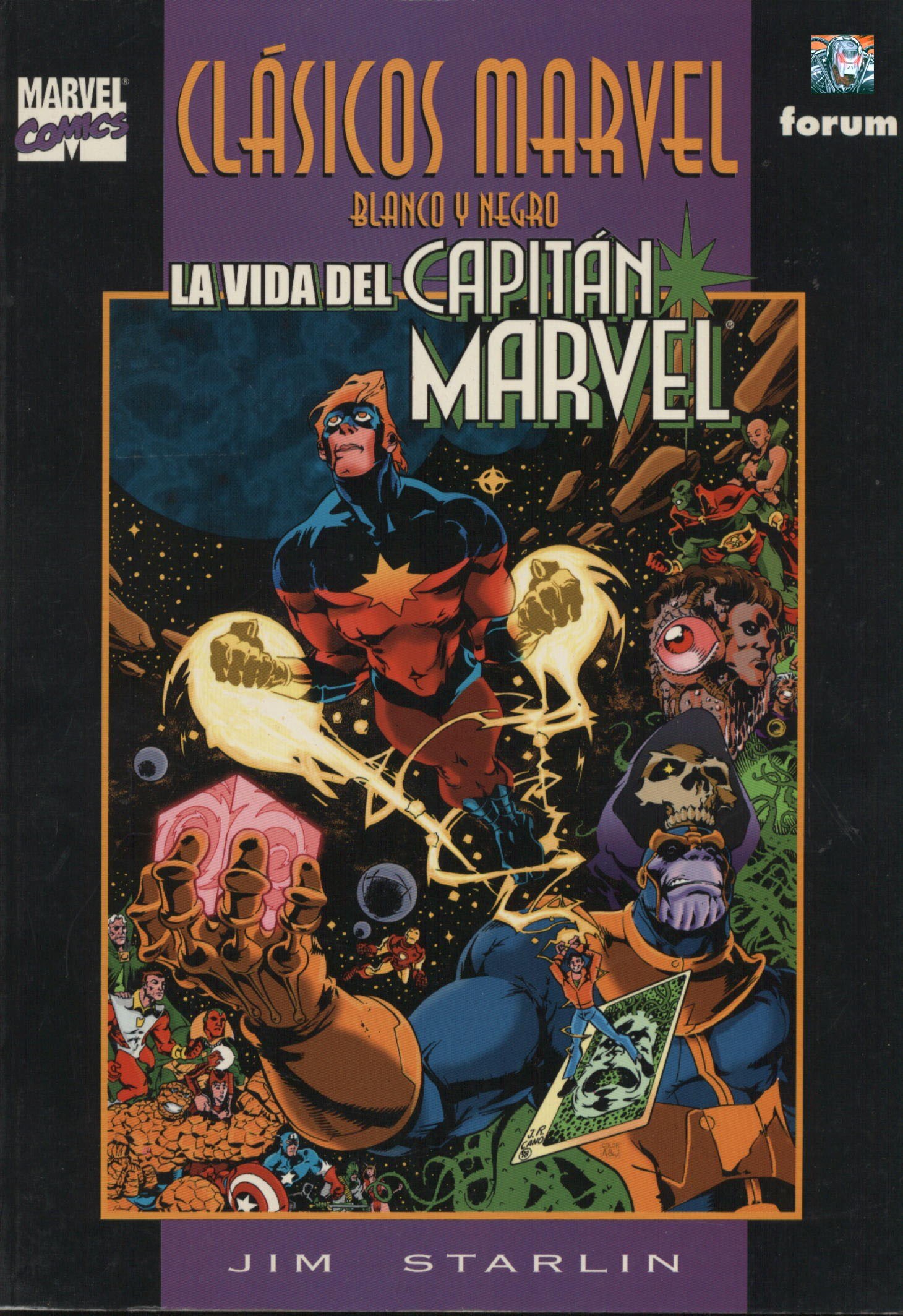 Portada ampliada de CLÁSICOS MARVEL BLANCO Y NEGRO LA VIDA DEL CAPITÁN MARVEL