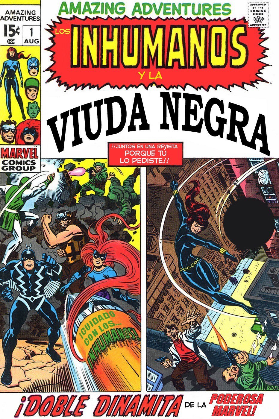 Portada ampliada de LOS INHUMANOS Y LA VIUDA NEGRA
