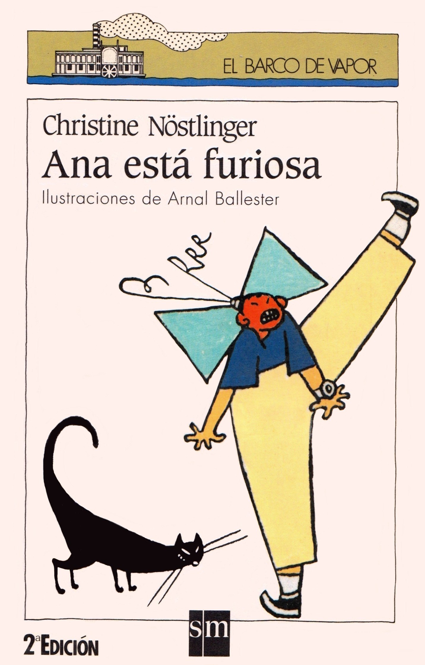 Portada ampliada de Ana esta furiosa - Christine Nostlinger & Arnal Ballester (Ediciones SM 1993)