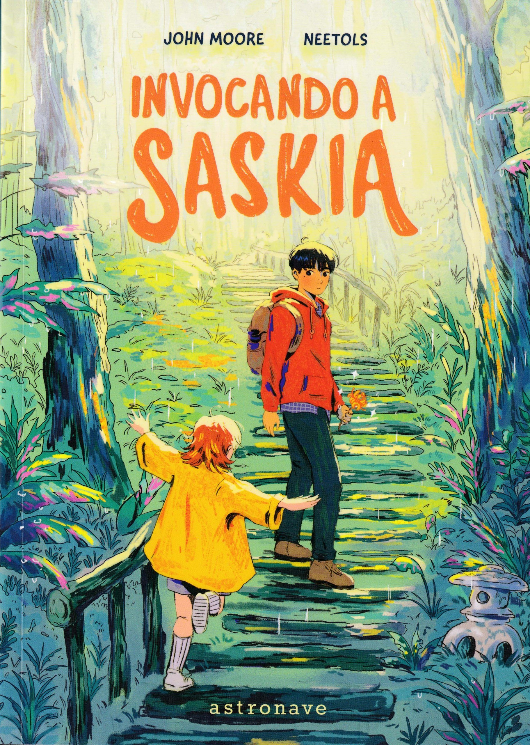 Portada ampliada de Invocando a Saskia - John Moore y Neetols - Ed. astronave (por Garabato y Calpeando)(CRG)