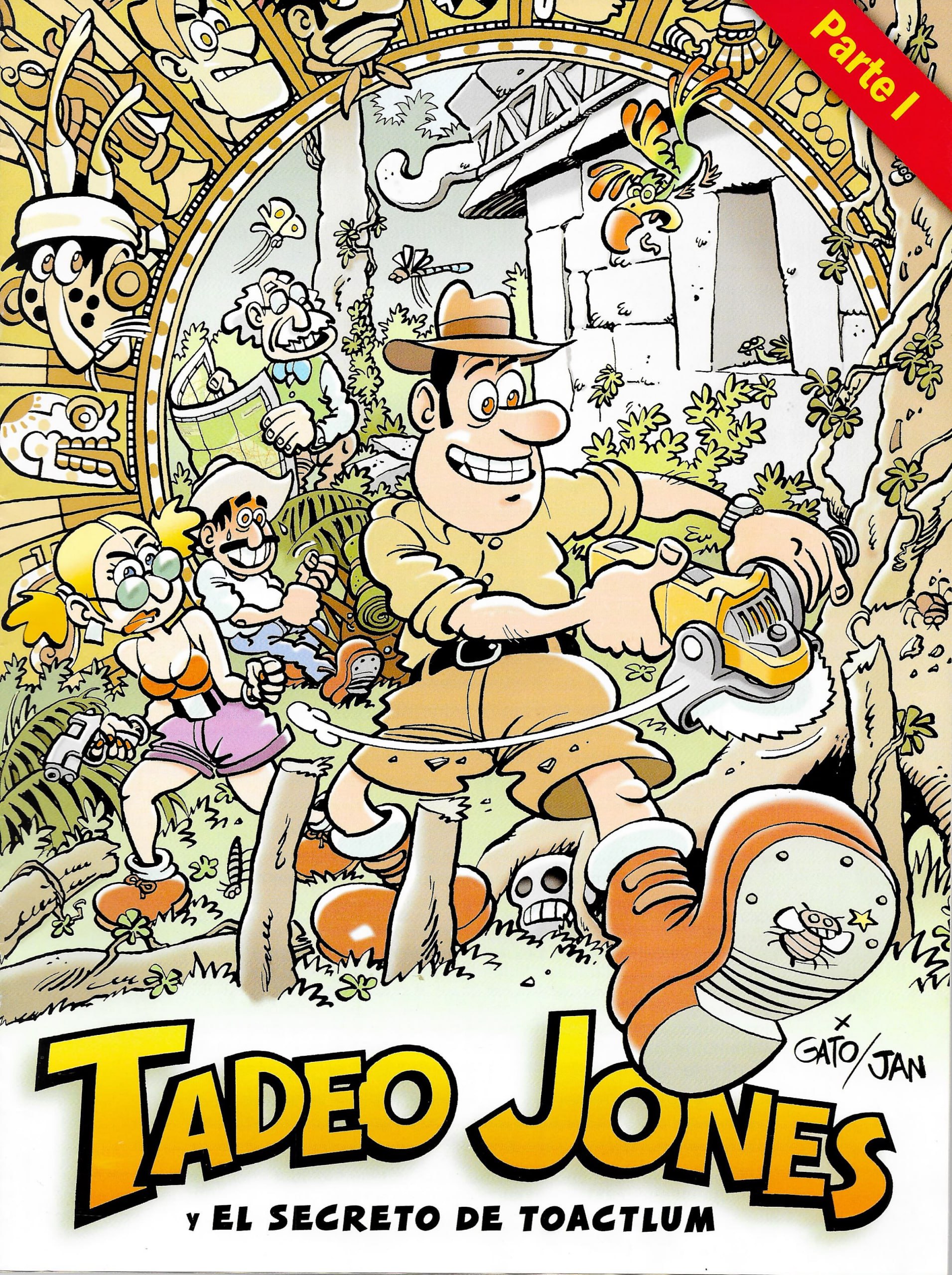 Portada ampliada de Tadeo Jones y el Secreto de Toactlum