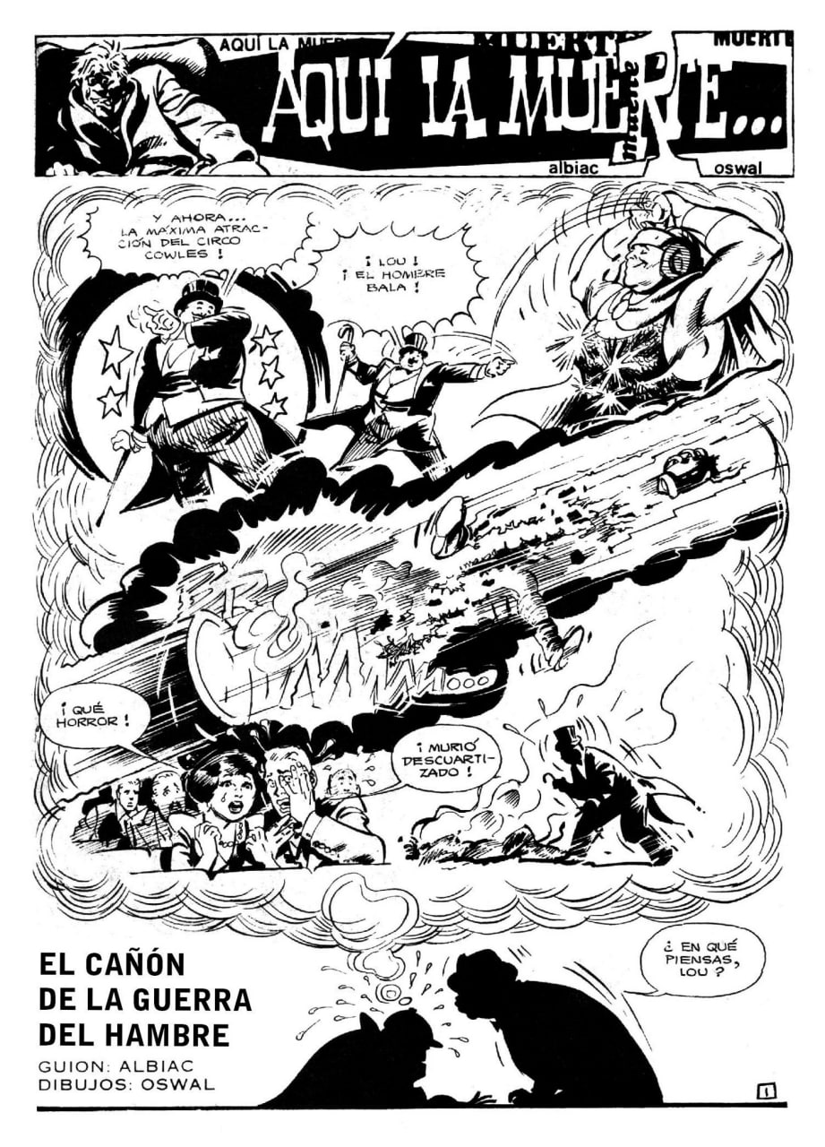 Portada ampliada de Aquí la Muerte...