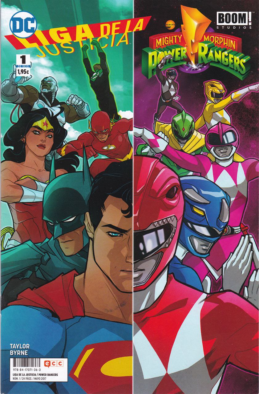 Portada ampliada de LIGA DE LA JUSTICIA / MIGHTY MORPHIN POWER RANGERS