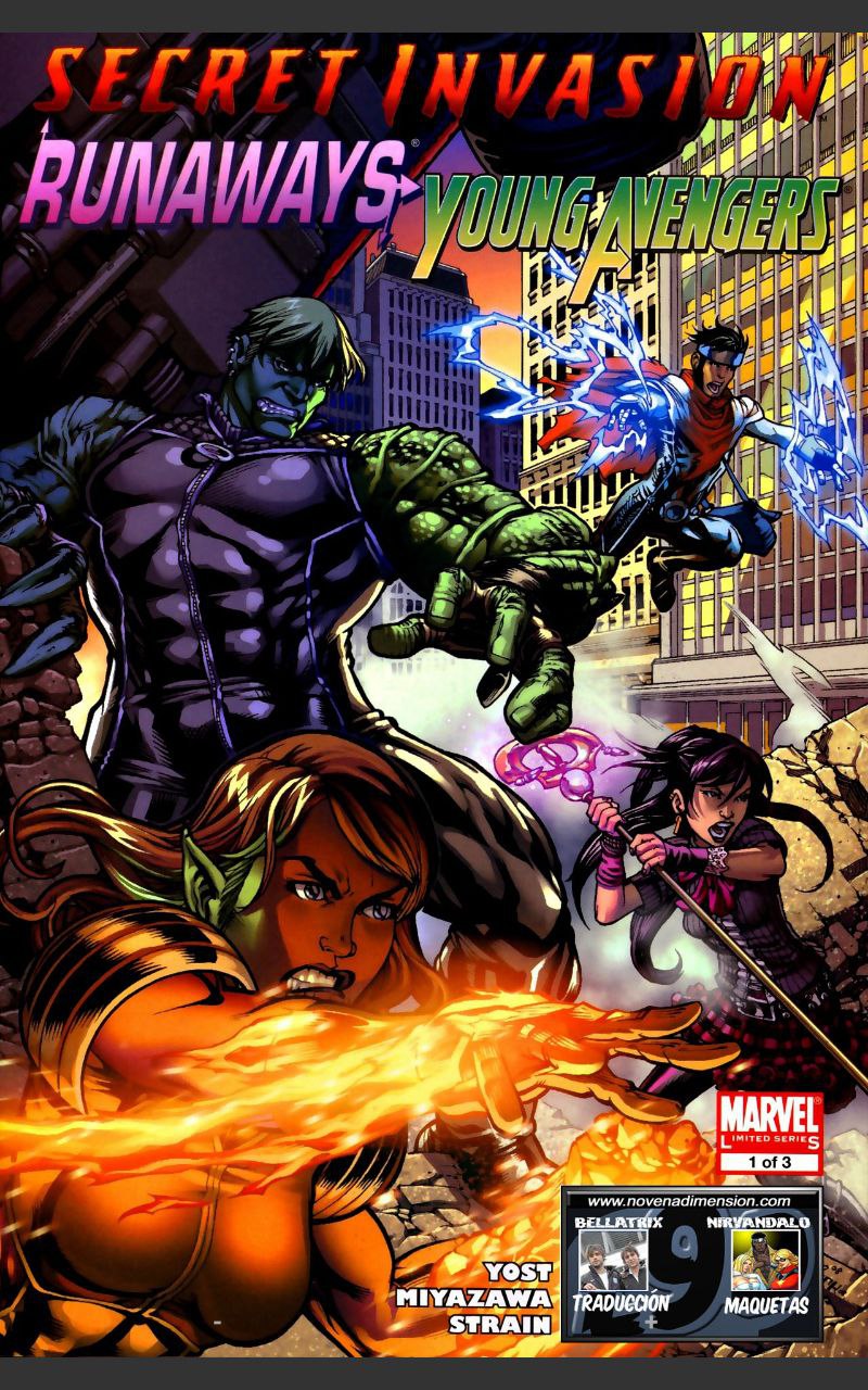 Portada ampliada de SECRET INVASION RUNAWAYS YOUNG AVENGERS