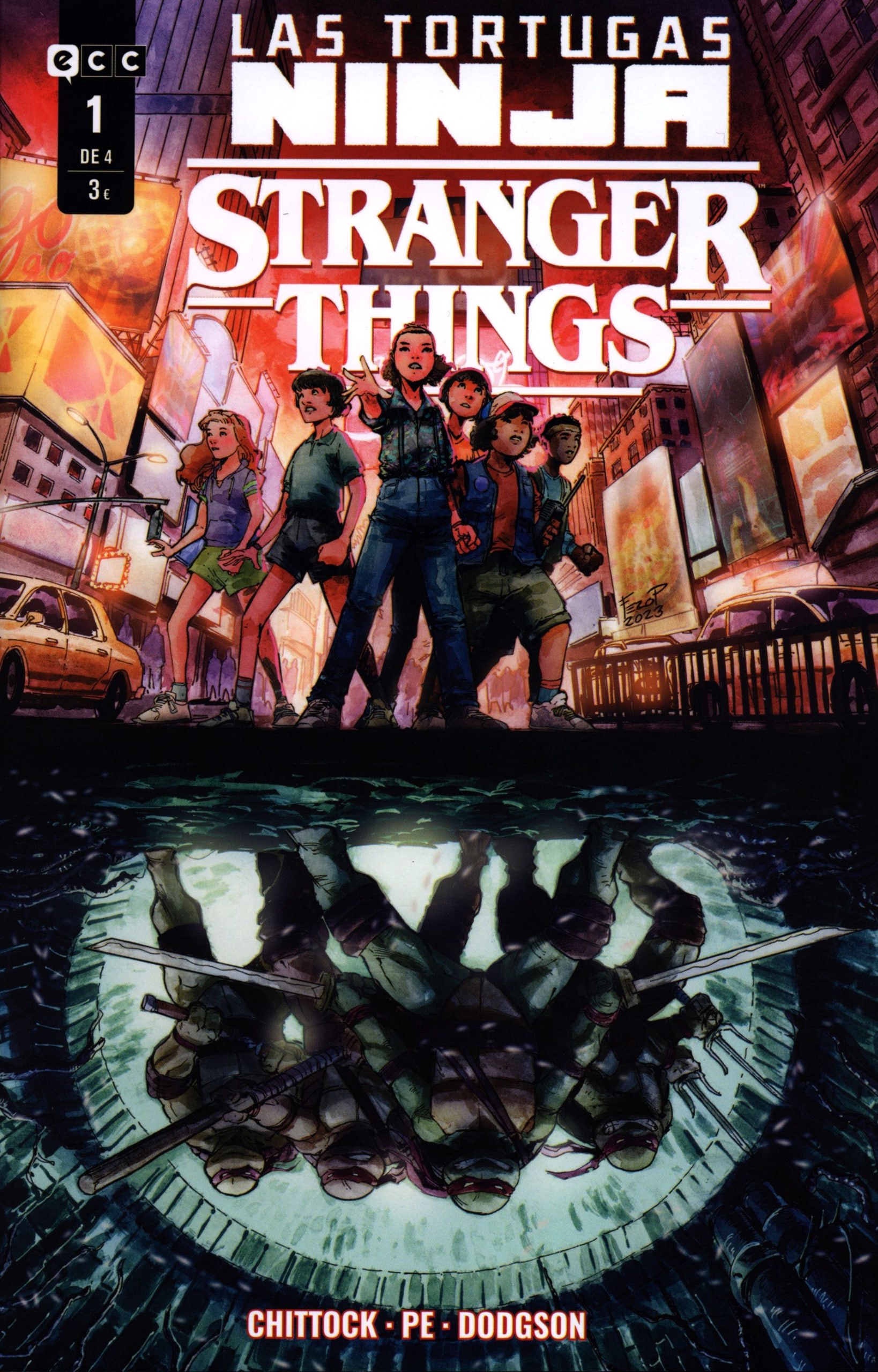 Portada ampliada de LAS TORTUGAS NINJA STRANGER THINGS