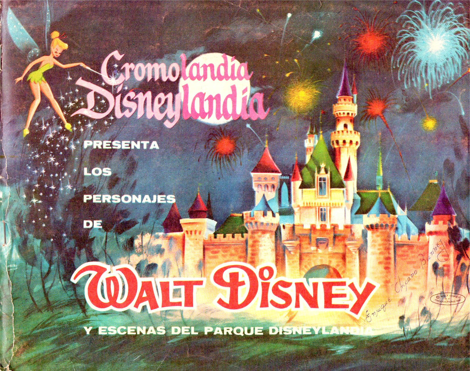 Portada ampliada de Cromolandia Disneylandia PRESENTA LOS PERSONAJES DE WALT DISNEY Y ESCENAS DEL PARQUE DISNEYLAND