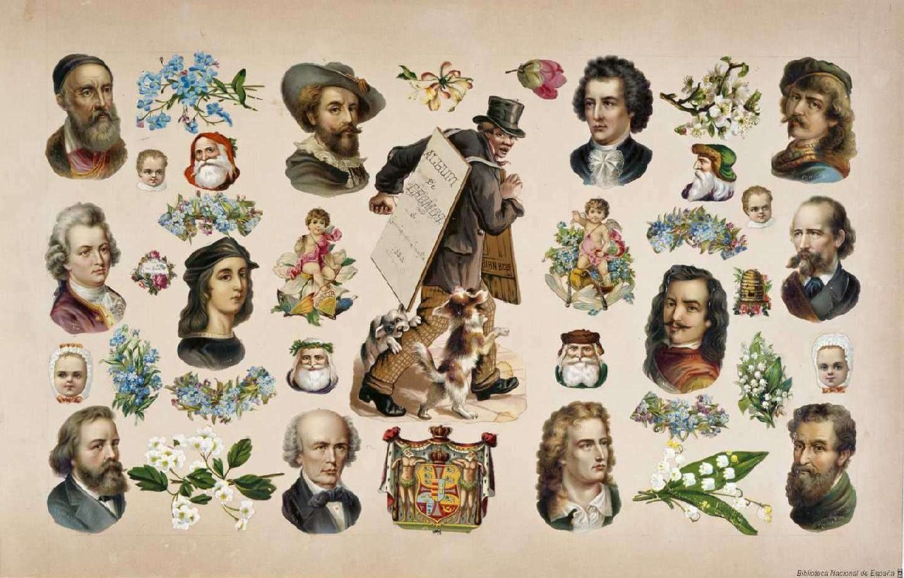 Portada ampliada de Álbum de cromos de Enriqueta Sanfíz, 1885