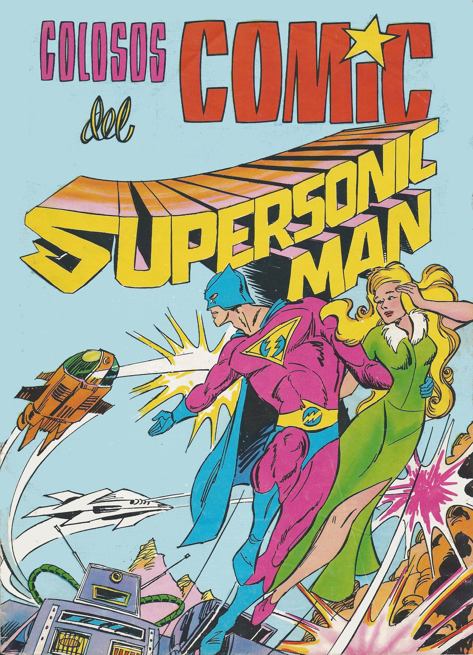 Portada ampliada de Colosos del Comic Supersonic Man