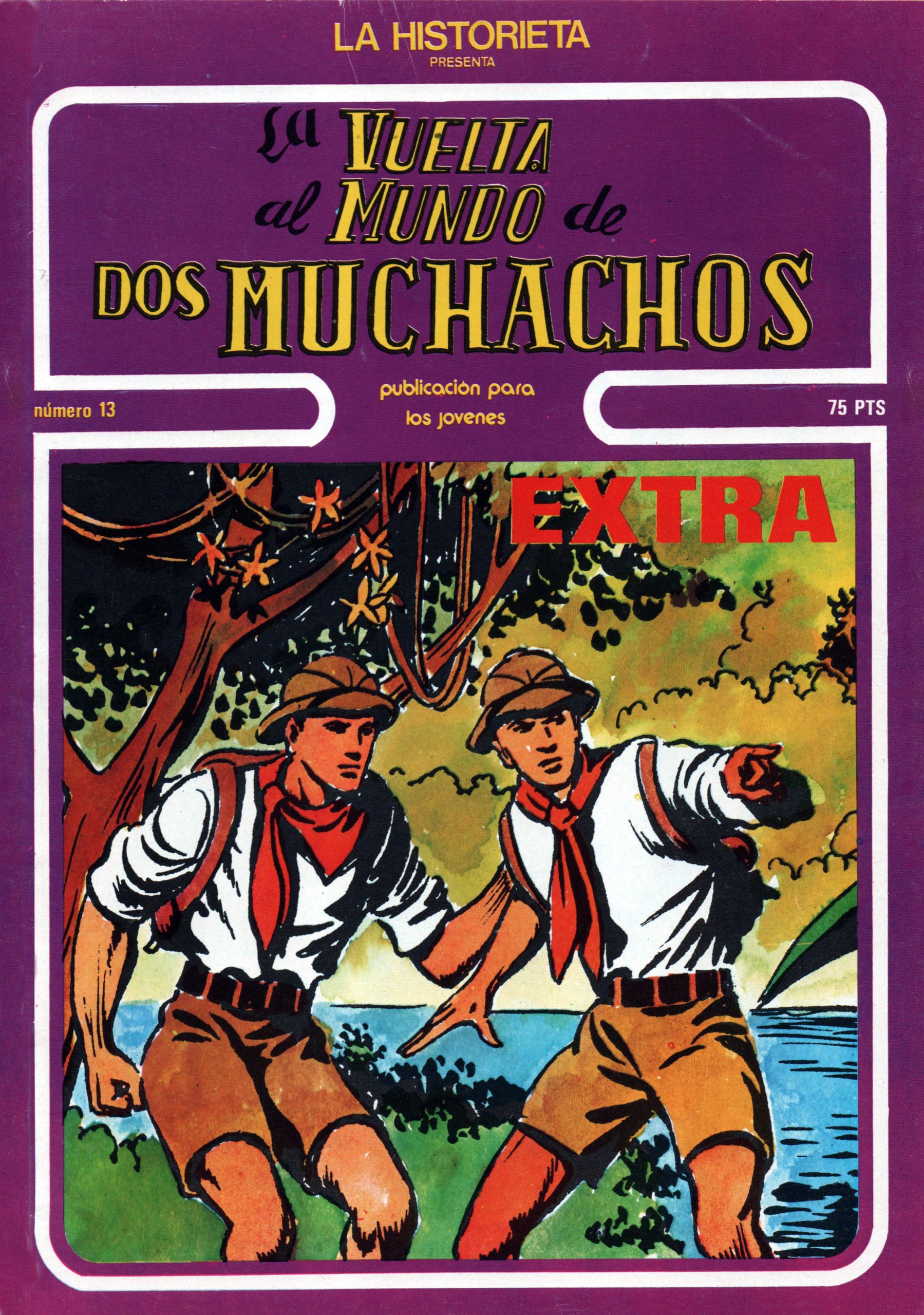 Portada ampliada de la vuelta al mundo de dos muchachos