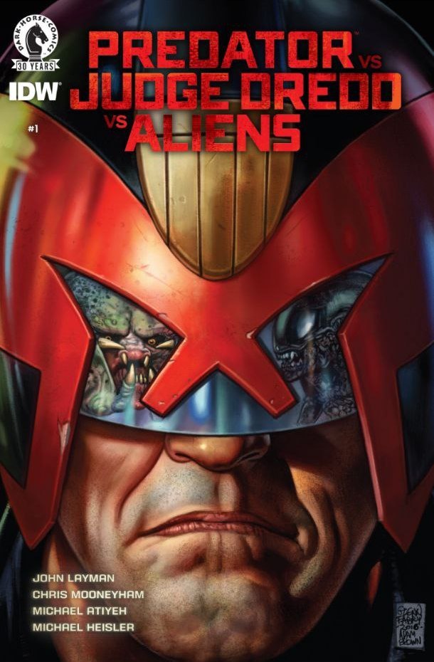 Portada ampliada de PREDATOR VS JUDGE DREDD VS ALIENS