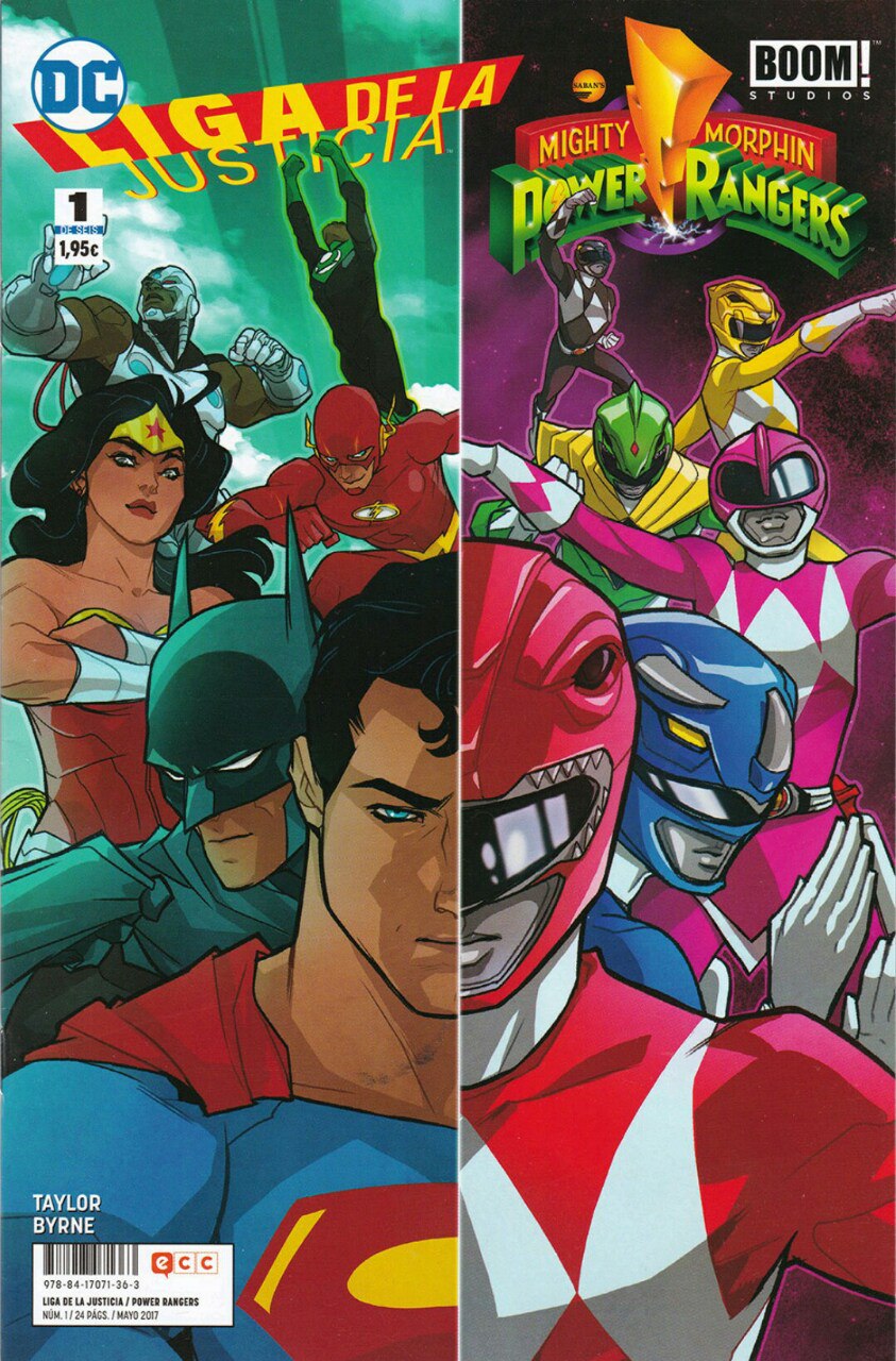Portada ampliada de LIGA DE LA JUSTICIA / MIGHTY MORPHIN POWER RANGERS