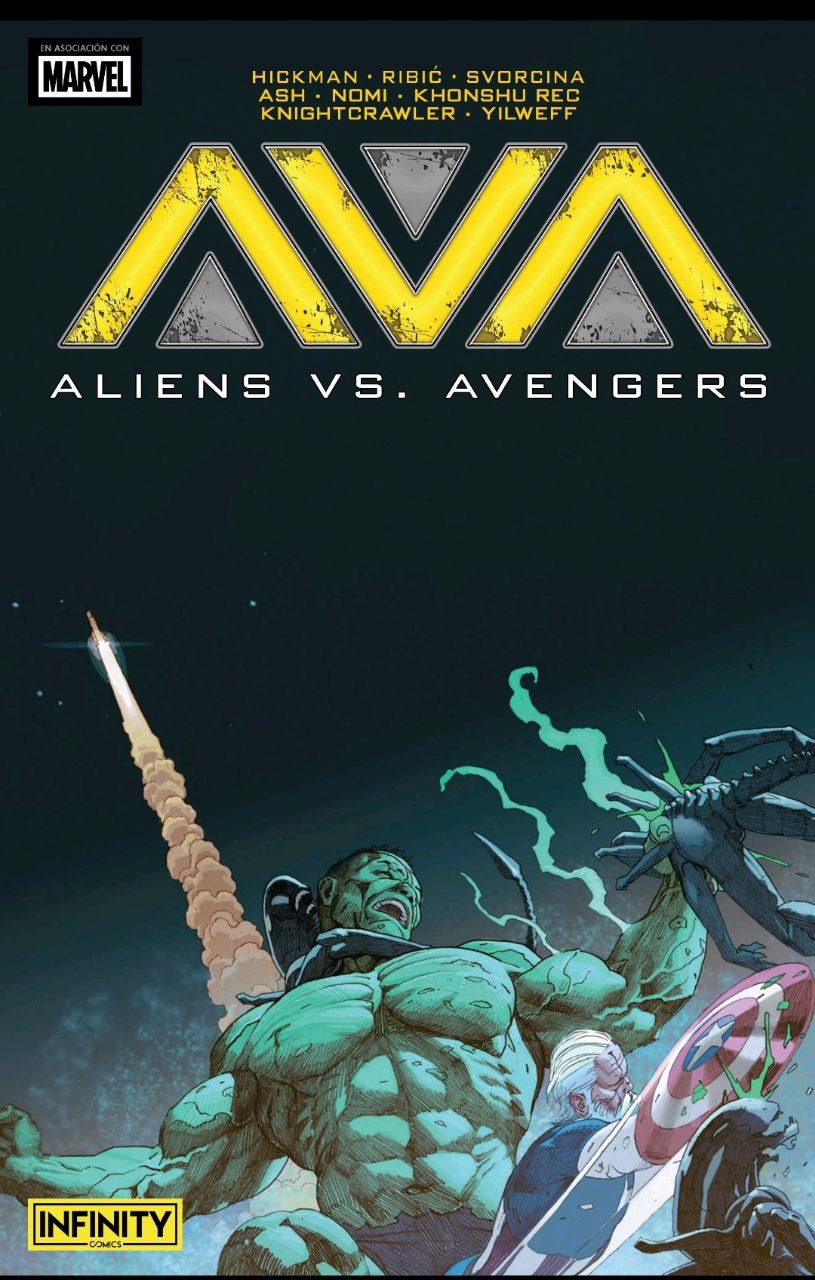 Portada ampliada de ALIENS VS. AVENGERS