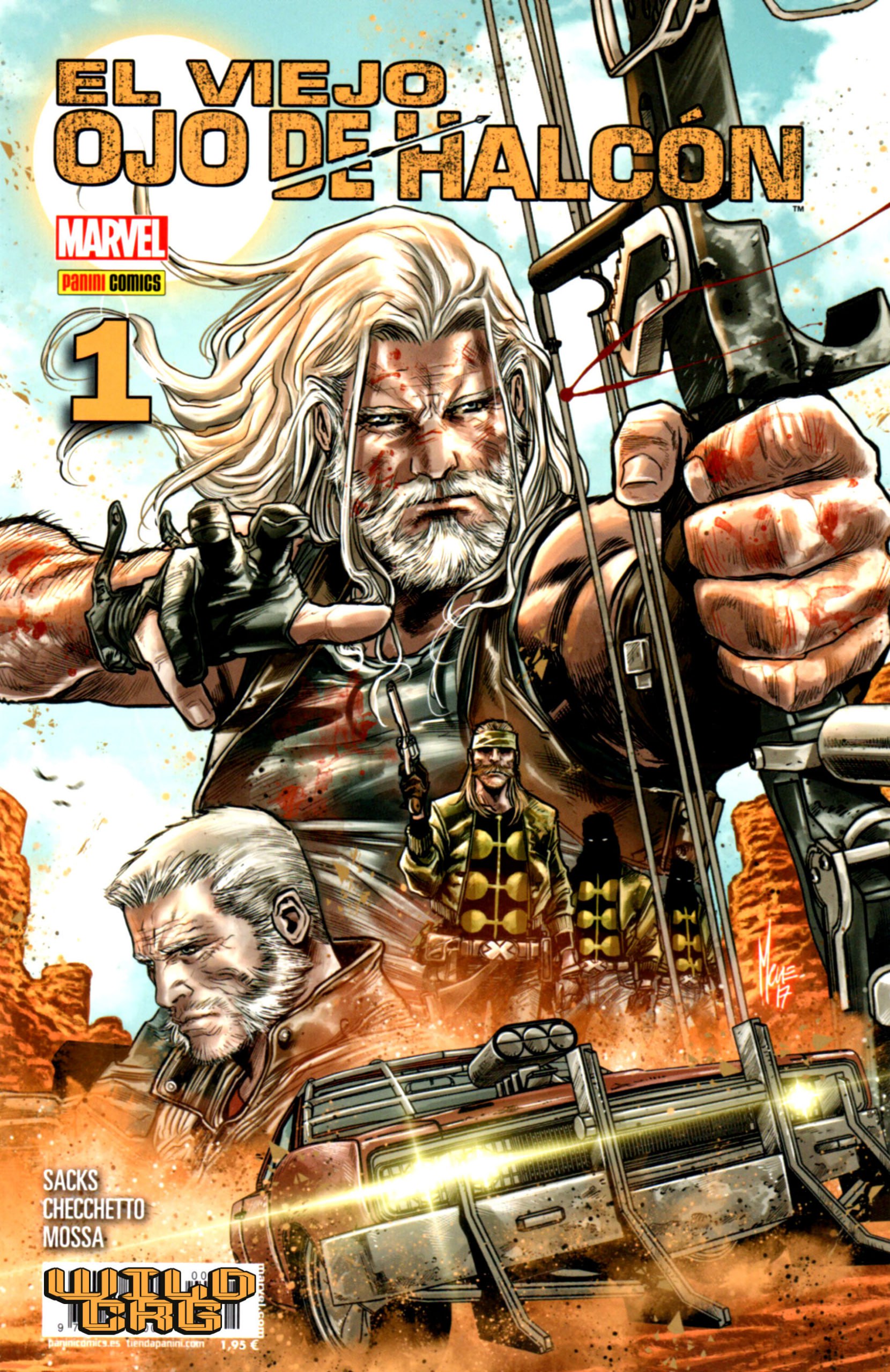 Portada ampliada de El Viejo Ojo de Halcon (de E.Sacks-M.Checchetto-A.Mossa)(Ed.Panini)(2018-19)