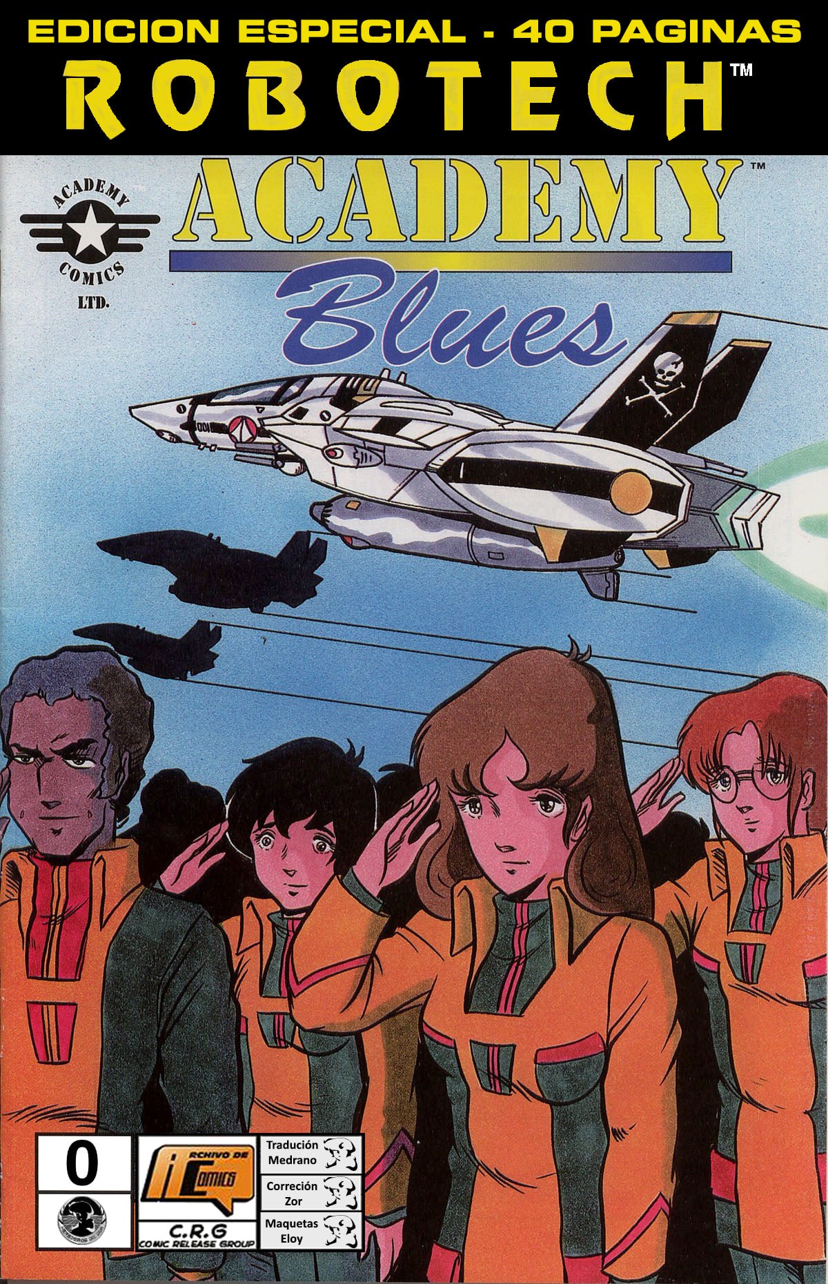 Portada ampliada de Robotech Academy Blues